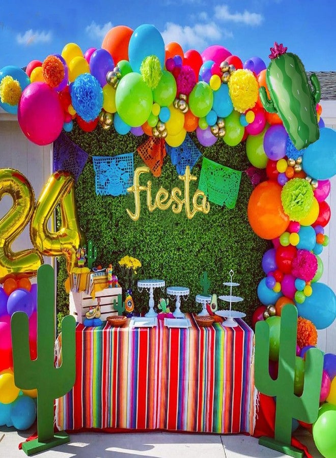 Tesochye 137Pcs Mexican Fiesta Balloon Arch Garland Kit - Fiesta Party Decorations,Rainbow Colors Giant Cactus Foil Balloons for Cinco De Mayo Carnival Birthday Party Summer Hawaiian Luau Tropical Supplies - Image 3